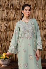 BATIK-3PC DHANAK EMBROIDERED SHIRT WITH DHANAK SHAWL AND EMB TROUSER-ADR-4347