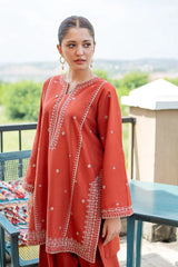 URGE-2PIECE DHANAK EMBROIDERED SHIRT WITH DHANAK EMB TROUSER-ADR-15020