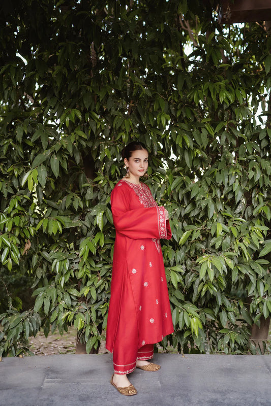 URGE-2PC DHANAK EMBROIDRED SHIRT WITH AND EMBROIDRED TROUSER-ADR-3331