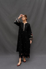 URGE-3PC DHANAK EMBROIDERED SHIRT WITH COUTRAI PRINTED SHAWL AND EMB TROUSER-ADR-4073