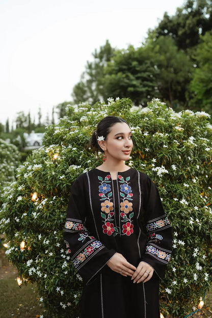 URGE-2PC DHANAK EMBROIDERED SHIRT WITH DHANAK EMB TROUSER-ADR-3327