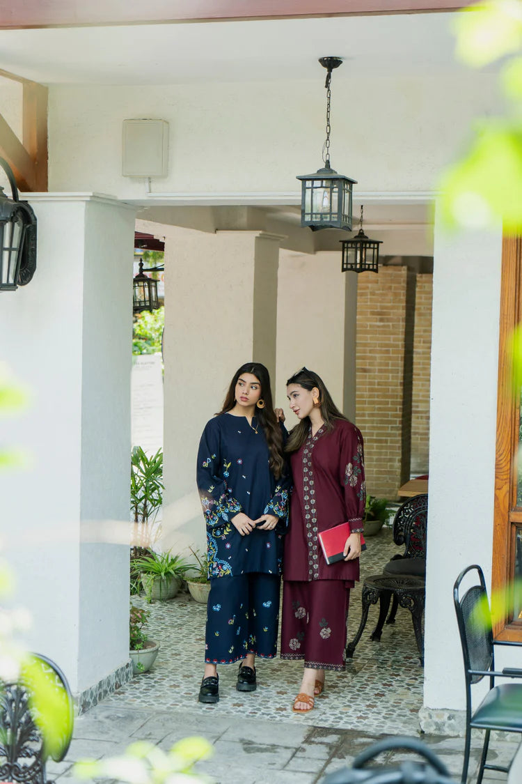 URGE-2PC DHANAK EMBROIDERED SHIRT WITH DHANAK EMBROIDRED TROUSER-ADR-136