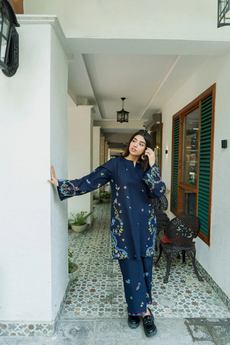 URGE-2PC DHANAK EMBROIDERED SHIRT WITH DHANAK EMBROIDRED TROUSER-ADR-136