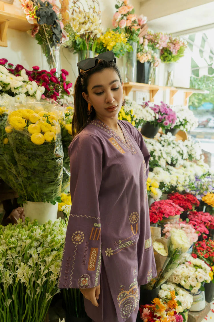URGE-2PC DHANAK EMBROIDERED SHIRT WITH DHANAK EMBROIDRED TROUSER-ADR-137