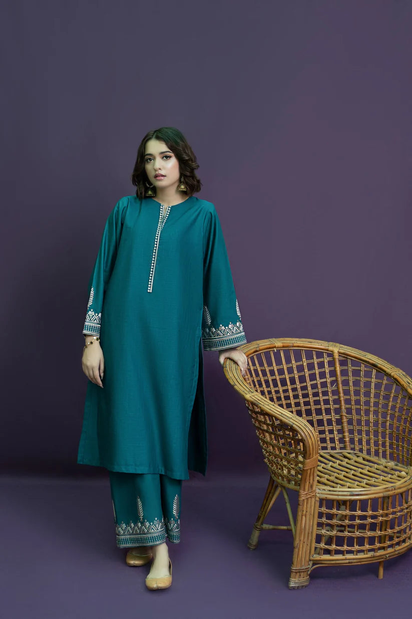 URGE-2PC DHANAK EMBROIDRED SHIRT WITH AND EMBROIDRED TROUSER-ADR-3321