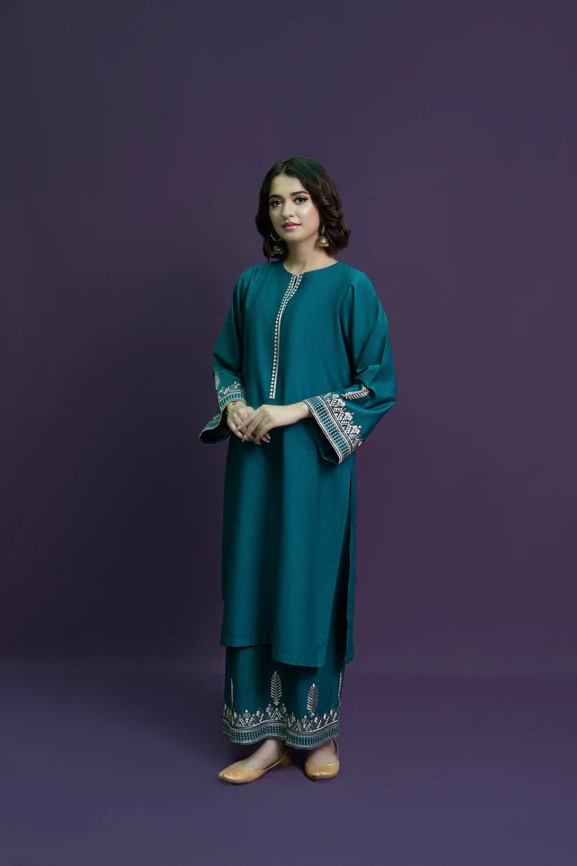 URGE-2PC DHANAK EMBROIDRED SHIRT WITH AND EMBROIDRED TROUSER-ADR-3321