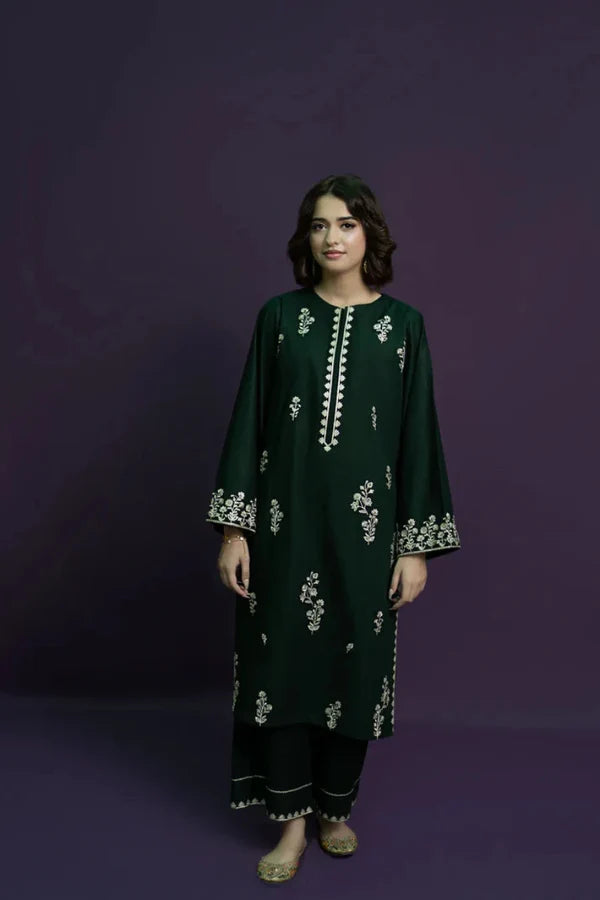 URGE - 2PC DHANAK EMBROIDERED SHIRT WITH DHANAK EMBROIDERED TROUSER-ADR-3369