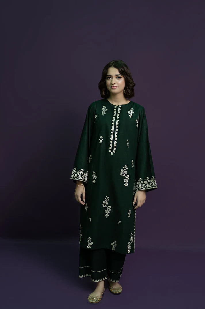 URGE - 2PC DHANAK EMBROIDERED SHIRT WITH DHANAK EMBROIDERED TROUSER-ADR-3369