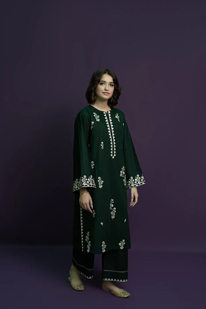 URGE - 2PC DHANAK EMBROIDERED SHIRT WITH DHANAK EMBROIDERED TROUSER-ADR-3369