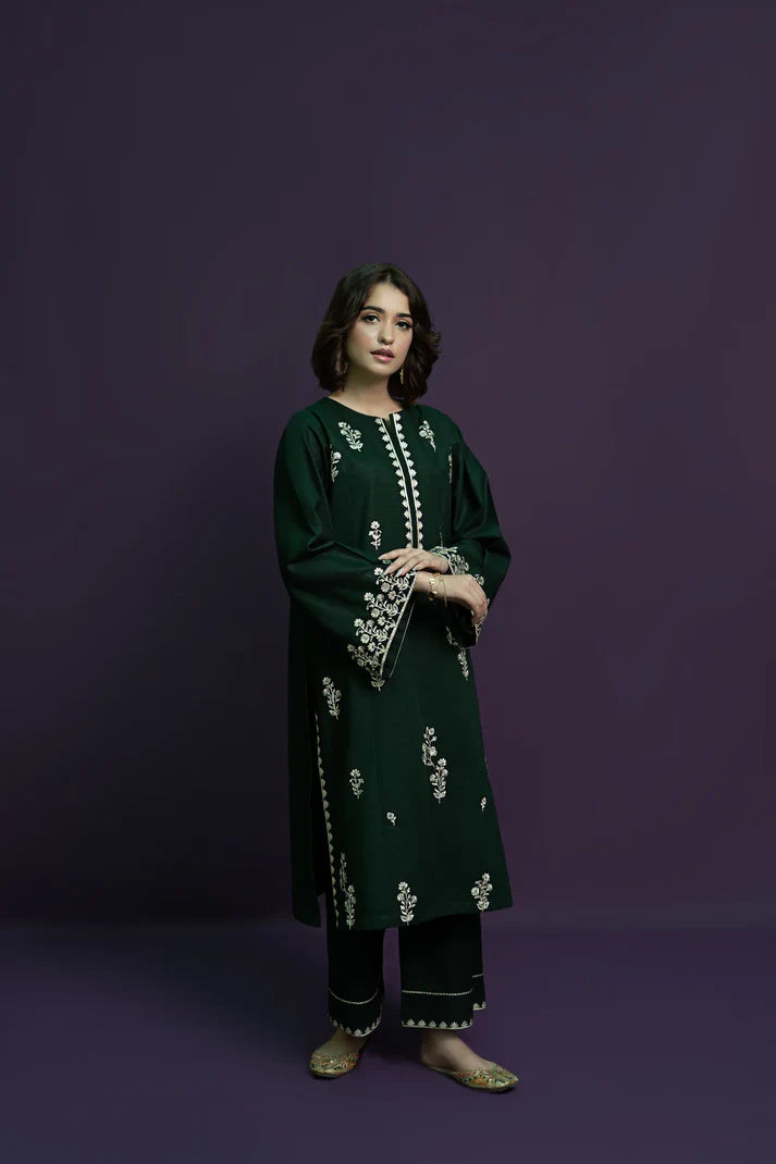 URGE - 2PC DHANAK EMBROIDERED SHIRT WITH DHANAK EMBROIDERED TROUSER-ADR-3369