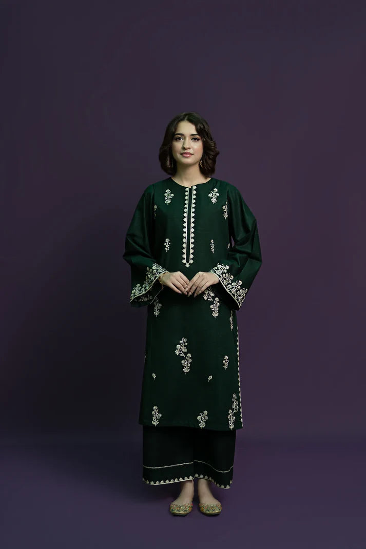 URGE - 2PC DHANAK EMBROIDERED SHIRT WITH DHANAK EMBROIDERED TROUSER-ADR-3369