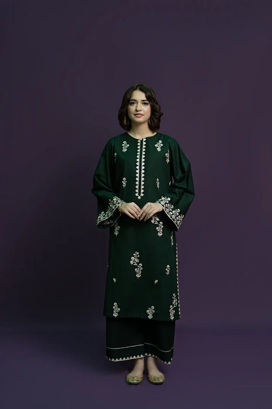 URGE - 2PC DHANAK EMBROIDERED SHIRT WITH DHANAK EMBROIDERED TROUSER-ADR-3369
