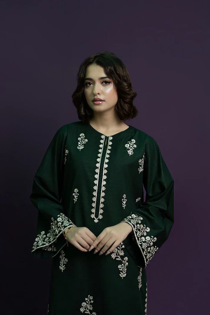 URGE - 2PC DHANAK EMBROIDERED SHIRT WITH DHANAK EMBROIDERED TROUSER-ADR-3369