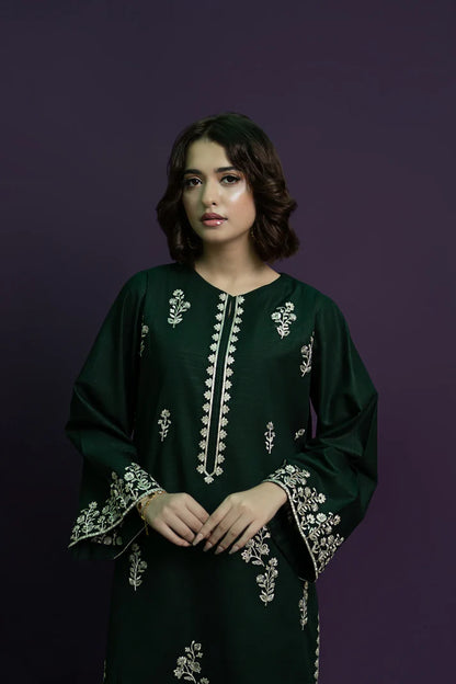 URGE - 2PC DHANAK EMBROIDERED SHIRT WITH DHANAK EMBROIDERED TROUSER-ADR-3369