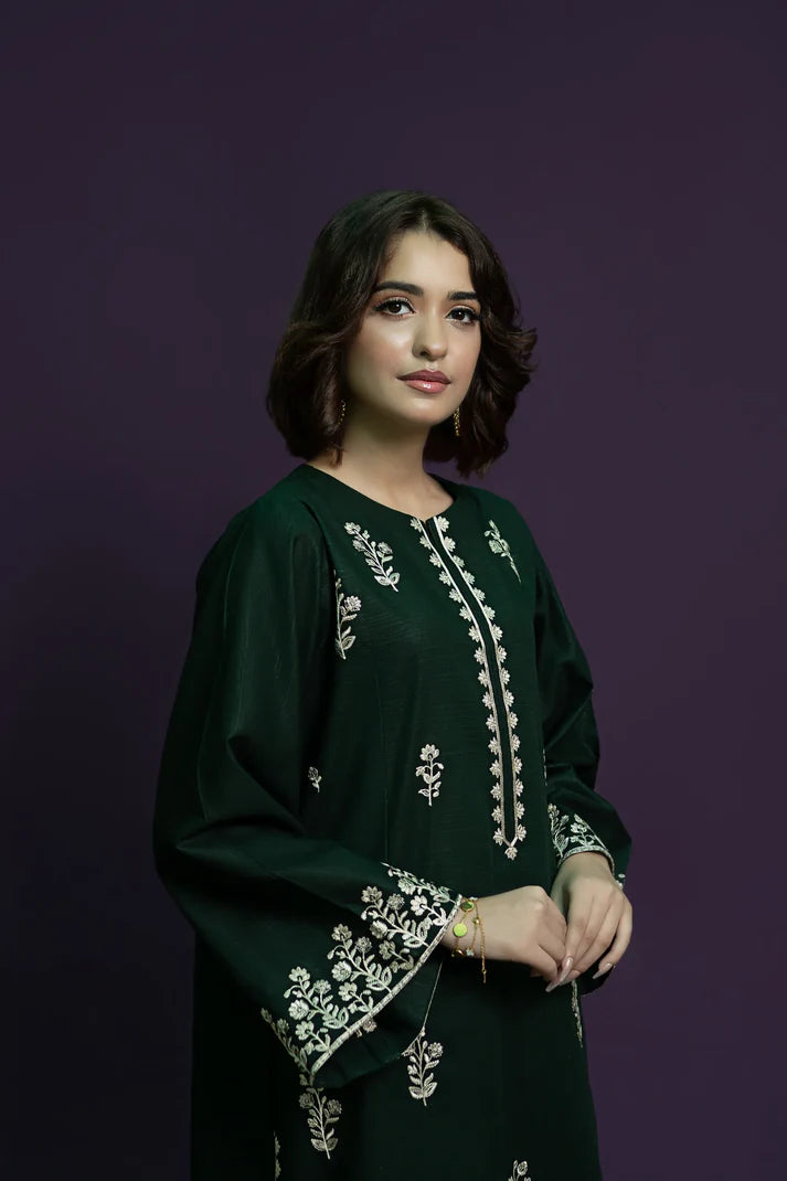URGE - 2PC DHANAK EMBROIDERED SHIRT WITH DHANAK EMBROIDERED TROUSER-ADR-3369