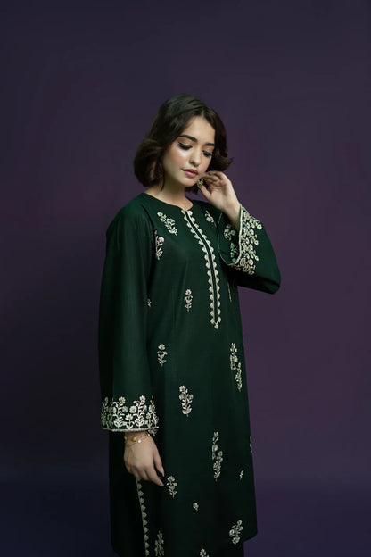 URGE - 2PC DHANAK EMBROIDERED SHIRT WITH DHANAK EMBROIDERED TROUSER-ADR-3369