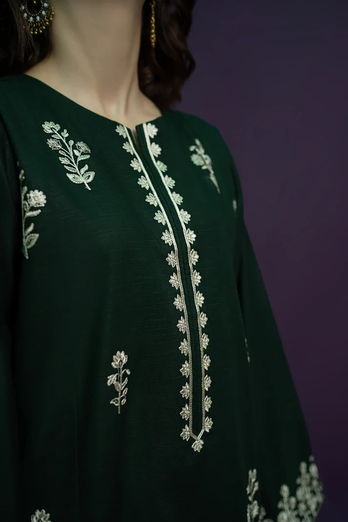 URGE - 2PC DHANAK EMBROIDERED SHIRT WITH DHANAK EMBROIDERED TROUSER-ADR-3369