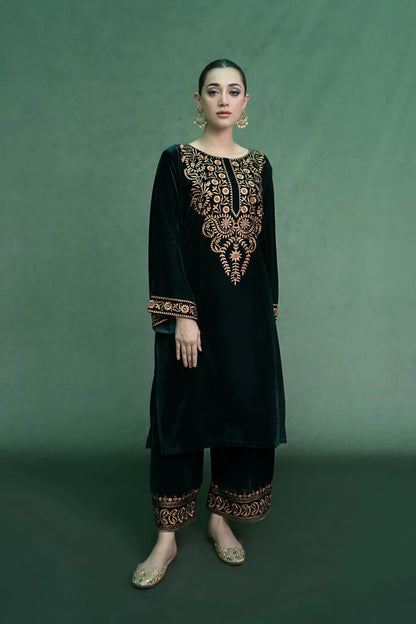 URGE - 2PC Velvet Heavy Embroidered Shirt With Velvet Heavy Embroidered Trouser -ADR-D20