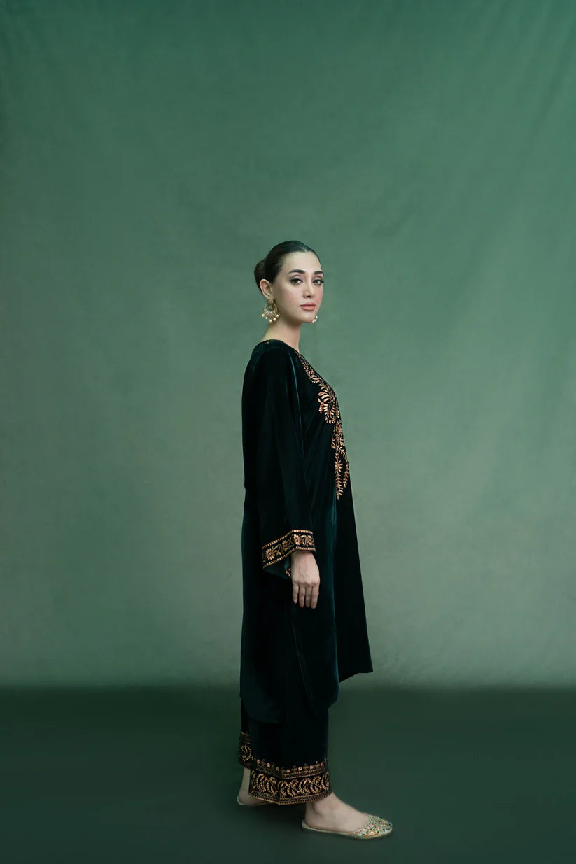 URGE - 2PC Velvet Heavy Embroidered Shirt With Velvet Heavy Embroidered Trouser -ADR-D20
