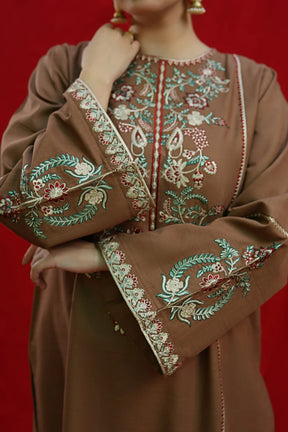 URGE-2PC DHANAK EMBROIDRED SHIRT WITH DHANAK EMBROIDRED TROUSER-ADR-3376