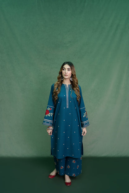 URGE-2PC DHANAK EMBROIDRED SHIRT WITH DHANAK EMBROIDRED TROUSER-ADR-101