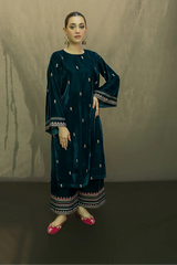 URGE-2PC VELVET EMBROIDERED SHIRT WITH VELEVT EMBROIDERED SLEEVES & TROUSER-ADR-D21