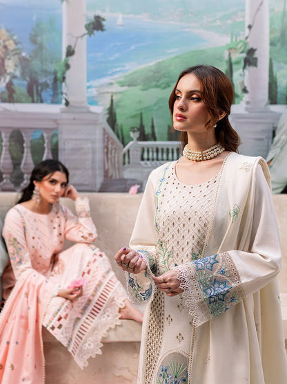 JAZMIN-3PC LAWN LASER EMBROIDERED SHIRT WITH LAWN LASER CUT EMBROIDERED READY TO WEAR DUPATTA-ADR-3650