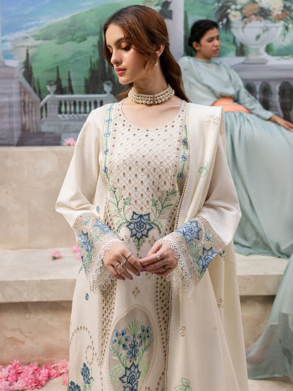 JAZMIN-3PC LAWN LASER EMBROIDERED SHIRT WITH LAWN LASER CUT EMBROIDERED READY TO WEAR DUPATTA-ADR-3650