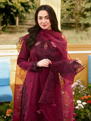 ASIM JOFA-3PC LAWN SEQUIN EMBROIDERED SHIRT WITH ORGANZA EMB DUPATTA AND EMB TROUSER-ADR-4805