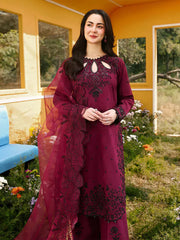 ASIM JOFA-3PC LAWN SEQUIN EMBROIDERED SHIRT WITH ORGANZA EMB DUPATTA AND EMB TROUSER-ADR-4805