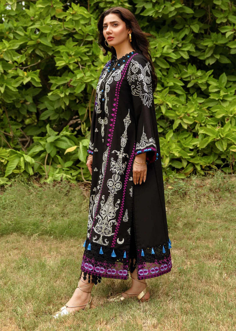 SIRAA BY SADAF-3PC DHANAK EMBROIDERED SHIRT WITH WOOL PRINTED SHAWL AND TROUSER-ADR-3271