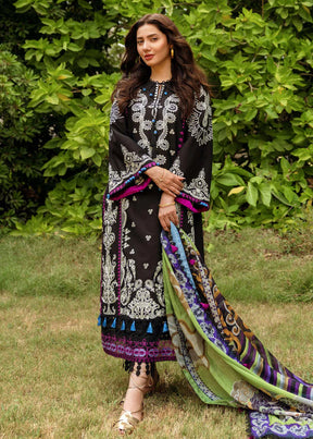 SIRAA BY SADAF-3PC DHANAK EMBROIDERED SHIRT WITH WOOL PRINTED SHAWL AND TROUSER-ADR-3271