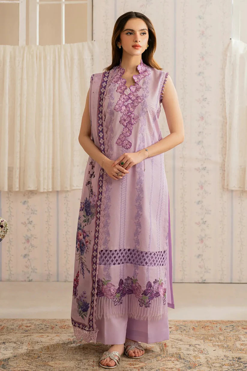ASIFA NABEEL-3PC LAWN EMBROIDERED SHIRT WITH MONARK PRINTED DUPATTA AND TROUSER-ADR-3756