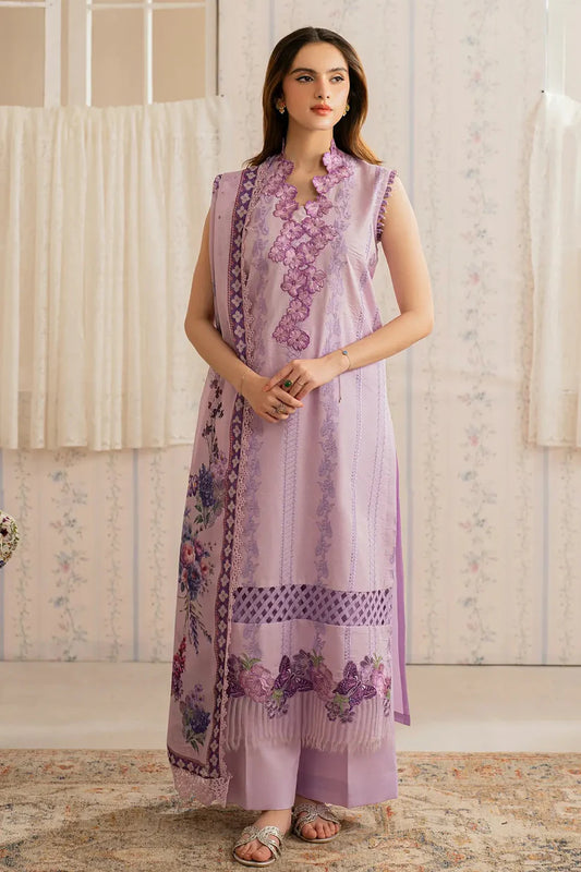 ASIFA NABEEL-3PC LAWN EMBROIDERED SHIRT WITH MONARK PRINTED DUPATTA AND TROUSER-ADR-3756