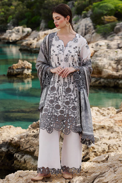 IMAGE-3PC LAWN EMBROIDERED SHIRT WITH CHIFFON PRINT DUPATTA AND EMB TROUSER-ADR-3710