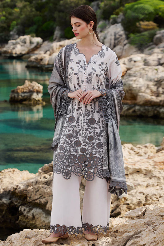 IMAGE-3PC LAWN EMBROIDERED SHIRT WITH CHIFFON PRINT DUPATTA AND EMB TROUSER-ADR-3710