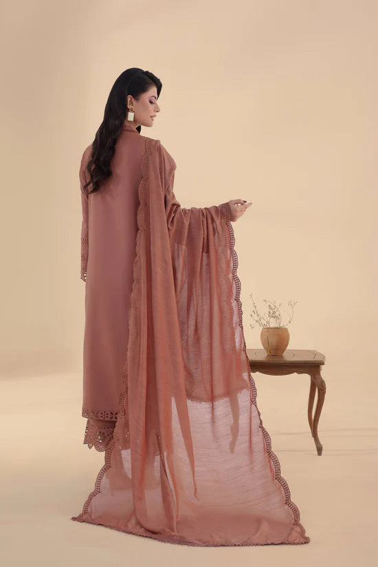 SAPPHIRE-3PC DHANAK EMBROIDERED SHIRT WITH KHADDI NET EMB DUPATTA AND TROUSER-ADR-4263