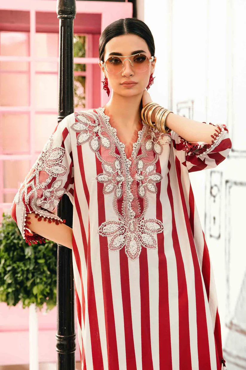 MARIA.B-3PC LAWN EMBROIDERED PRINTED SHIRT WITH CHIFFON PRINT DUPATTA AND PRINT TROUSER-ADR-