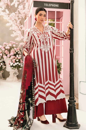 MARIA.B-3PC LAWN EMBROIDERED PRINTED SHIRT WITH CHIFFON PRINT DUPATTA AND PRINT TROUSER-ADR-