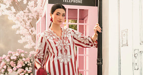 MARIA.B-3PC LAWN EMBROIDERED PRINTED SHIRT WITH CHIFFON PRINT DUPATTA AND PRINT TROUSER-ADR-