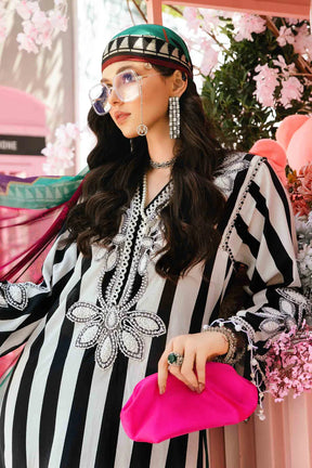MARIA.B-3PC LAWN EMBROIDERED PRINTED SHIRT WITH CHIFFON PRINT DUPATTA AND PRINT TROUSER-ADR-