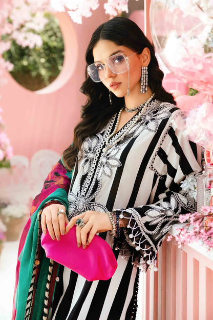 MARIA.B-3PC LAWN EMBROIDERED PRINTED SHIRT WITH CHIFFON PRINT DUPATTA AND PRINT TROUSER-ADR-2525