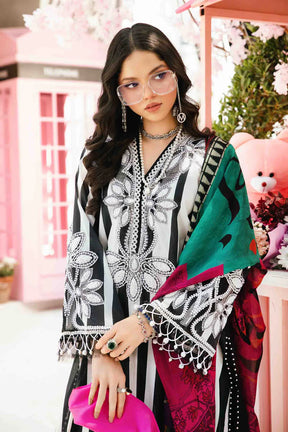 MARIA.B-3PC LAWN EMBROIDERED PRINTED SHIRT WITH CHIFFON PRINT DUPATTA AND PRINT TROUSER-ADR-