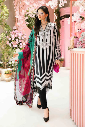 MARIA.B-3PC LAWN EMBROIDERED PRINTED SHIRT WITH CHIFFON PRINT DUPATTA AND PRINT TROUSER-ADR-
