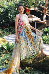 MARIA.B-3PC LAWN DIGITAL PRINTED EMB SHIRT WITH SILK PRINTED DUPATTA AND PRINTED TROUSER-ADR-017