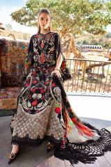 MARIA.B-3PC LAWN EMB PRINTED SHIRT WITH SILK PRINTED DUPATTA & DYED TROUSER-ADR-033