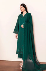 SERAN-3PC DHANAK EMBROIDERED SHIRT WITH SILK EMBROIDERED DUPATTA AND TROUSER-ADR-5196