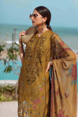 MARIA.B-3PC DHANAK EMBROIDERED SHIRT WITH COUTRAI PRINTED SHAWL AND TROUSER-ADR-5216