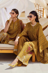 MARIA.B-3PC DHANAK EMBROIDERED SHIRT WITH COUTRAI PRINTED SHAWL AND TROUSER-ADR-5216