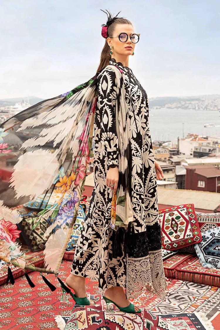 MARIA.B-3PC KHADDAR PRINTED EMB SHIRT WITH KHADDAR PRINTED DUPATTA AND PRINTED TROUSER-ADR-2629
